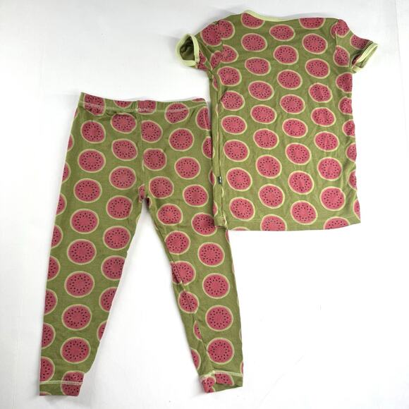 Kickee Kids Toddler Watermelon Short Sleeve Bamboo Knit 2-Piece PJ-2T - Picture 4 of 4
